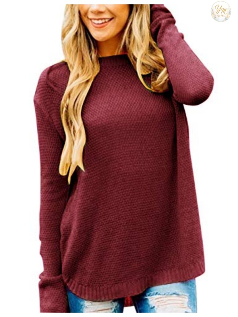 MEROKEETY Women's Soft Loose Fit Long Sleeve Crew Neck Pullover Sweater